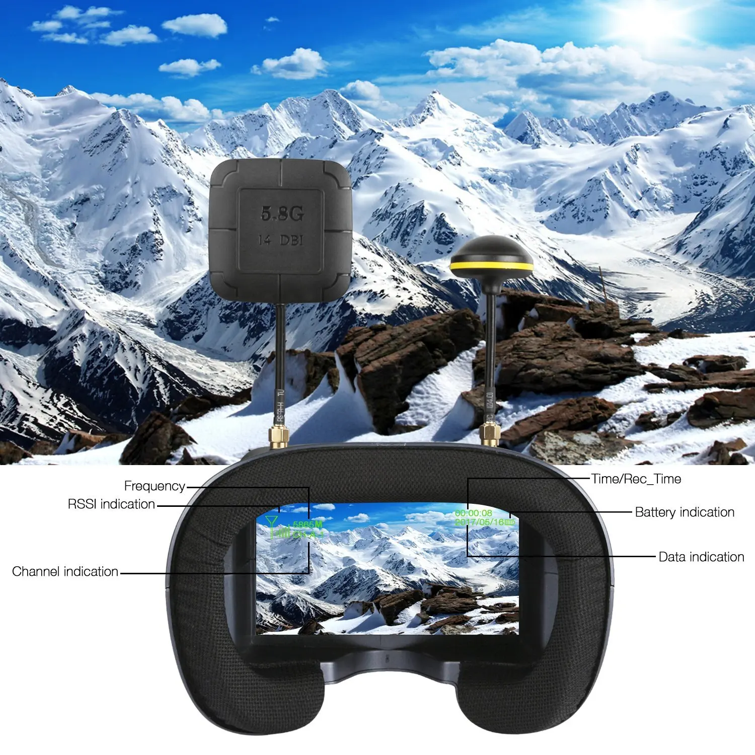 5.8G 40CH 4.3 인치 800*480 비디오 헤 - Fpv Drone Goggles 리뷰 및 가격